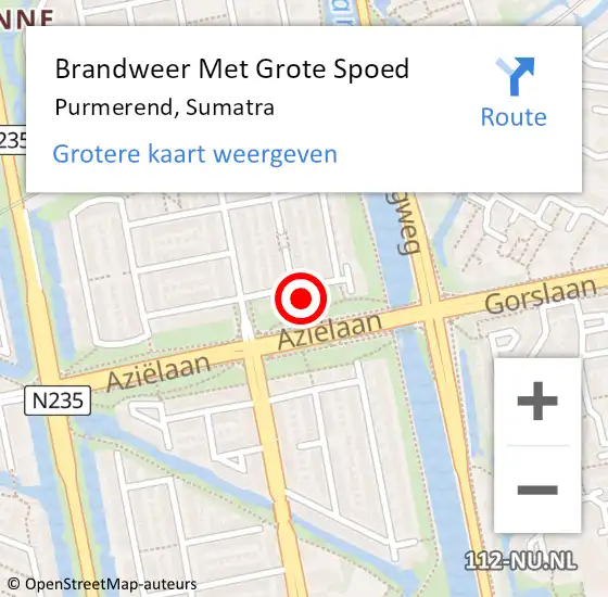 Locatie op kaart van de 112 melding: Brandweer Met Grote Spoed Naar Purmerend, Sumatra op 14 maart 2024 11:26