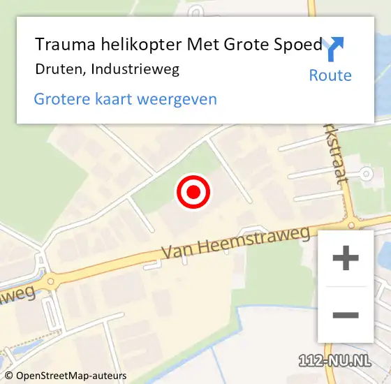 Locatie op kaart van de 112 melding: Trauma helikopter Met Grote Spoed Naar Druten, Industrieweg op 14 maart 2024 11:38