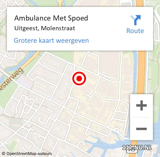 Locatie op kaart van de 112 melding: Ambulance Met Spoed Naar Uitgeest, Molenstraat op 14 maart 2024 11:41