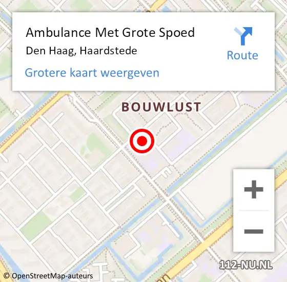 Locatie op kaart van de 112 melding: Ambulance Met Grote Spoed Naar Den Haag, Haardstede op 14 maart 2024 11:45