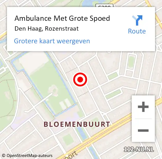 Locatie op kaart van de 112 melding: Ambulance Met Grote Spoed Naar Den Haag, Rozenstraat op 14 maart 2024 11:54