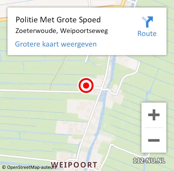 Locatie op kaart van de 112 melding: Politie Met Grote Spoed Naar Zoeterwoude, Weipoortseweg op 14 maart 2024 11:54