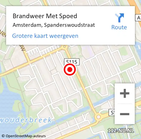 Locatie op kaart van de 112 melding: Brandweer Met Spoed Naar Amsterdam, Spanderswoudstraat op 14 maart 2024 12:27