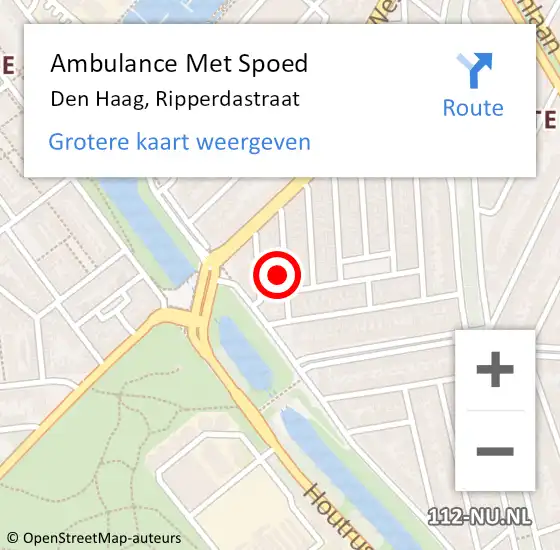 Locatie op kaart van de 112 melding: Ambulance Met Spoed Naar Den Haag, Ripperdastraat op 14 maart 2024 12:43