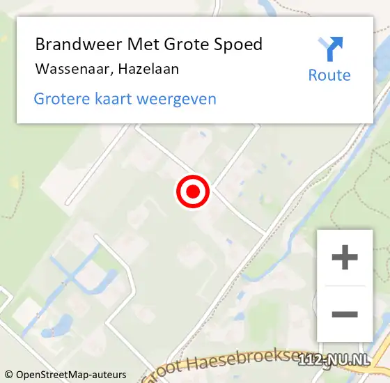 Locatie op kaart van de 112 melding: Brandweer Met Grote Spoed Naar Wassenaar, Hazelaan op 14 maart 2024 12:48
