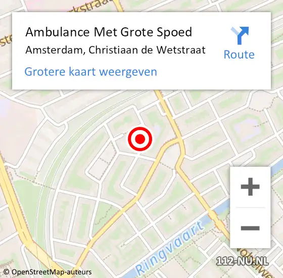 Locatie op kaart van de 112 melding: Ambulance Met Grote Spoed Naar Amsterdam, Christiaan de Wetstraat op 14 maart 2024 12:48