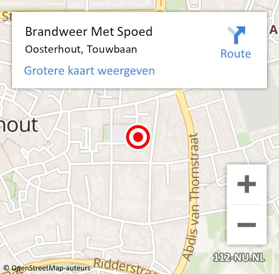 Locatie op kaart van de 112 melding: Brandweer Met Spoed Naar Oosterhout, Touwbaan op 14 maart 2024 13:03