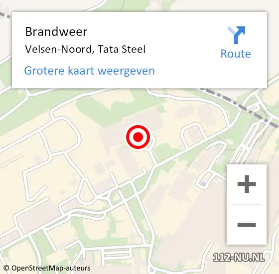 Locatie op kaart van de 112 melding: Brandweer Velsen-Noord, Tata Steel op 14 maart 2024 13:12