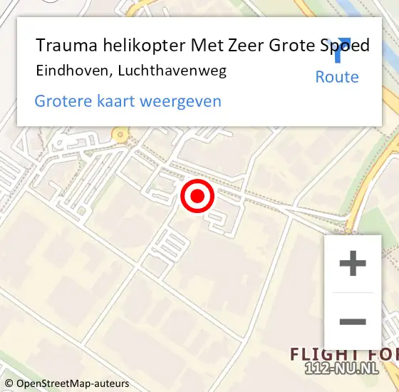 Locatie op kaart van de 112 melding: Trauma helikopter Met Zeer Grote Spoed Naar Eindhoven, Luchthavenweg op 14 maart 2024 13:25