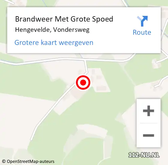 Locatie op kaart van de 112 melding: Brandweer Met Grote Spoed Naar Hengevelde, Vondersweg op 14 maart 2024 13:29