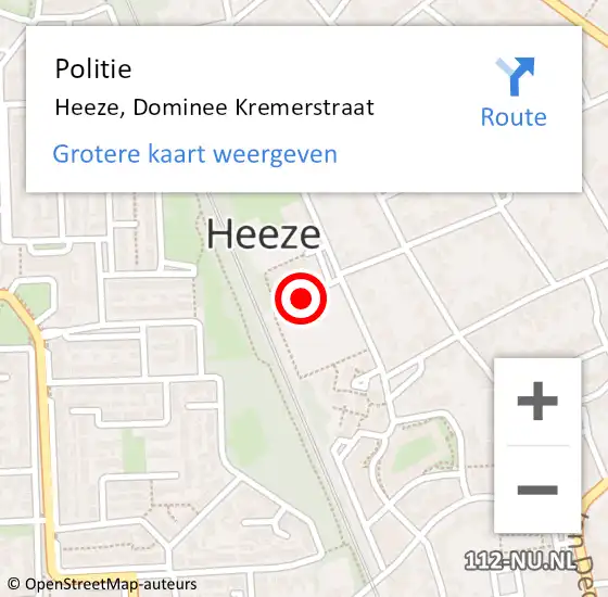 Locatie op kaart van de 112 melding: Politie Heeze, Dominee Kremerstraat op 14 maart 2024 13:31