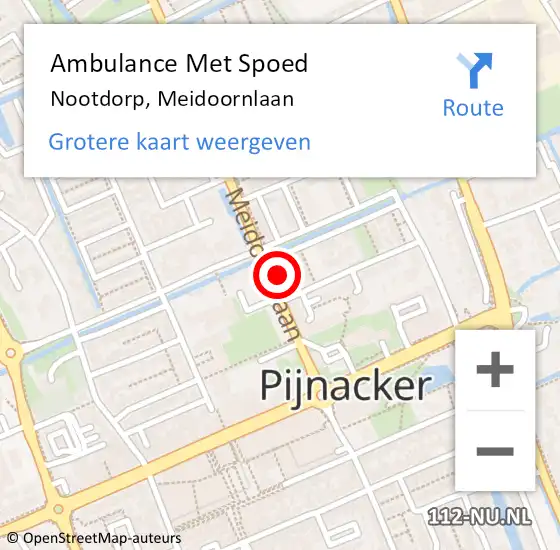 Locatie op kaart van de 112 melding: Ambulance Met Spoed Naar Nootdorp, Meidoornlaan op 14 maart 2024 13:33