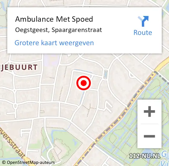 Locatie op kaart van de 112 melding: Ambulance Met Spoed Naar Oegstgeest, Spaargarenstraat op 14 maart 2024 13:42