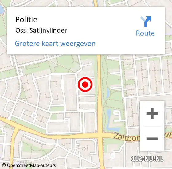 Locatie op kaart van de 112 melding: Politie Oss, Satijnvlinder op 14 maart 2024 14:25