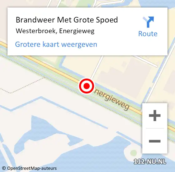 Locatie op kaart van de 112 melding: Brandweer Met Grote Spoed Naar Westerbroek, Energieweg op 29 september 2014 08:36