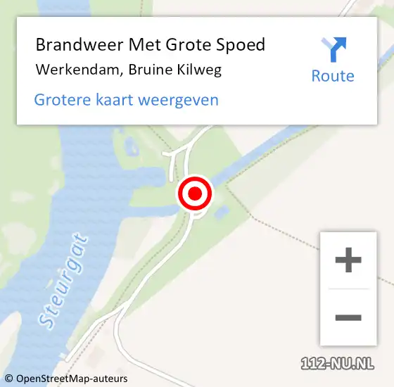 Locatie op kaart van de 112 melding: Brandweer Met Grote Spoed Naar Werkendam, Bruine Kilweg op 14 maart 2024 14:36