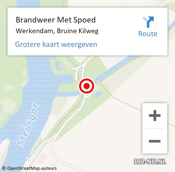 Locatie op kaart van de 112 melding: Brandweer Met Spoed Naar Werkendam, Bruine Kilweg op 14 maart 2024 14:49
