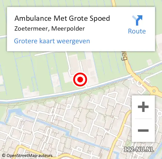 Locatie op kaart van de 112 melding: Ambulance Met Grote Spoed Naar Zoetermeer, Meerpolder op 14 maart 2024 14:59