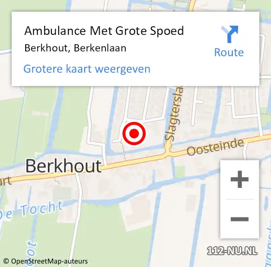 Locatie op kaart van de 112 melding: Ambulance Met Grote Spoed Naar Berkhout, Berkenlaan op 14 maart 2024 15:01