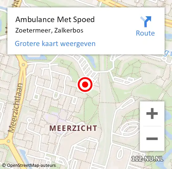 Locatie op kaart van de 112 melding: Ambulance Met Spoed Naar Zoetermeer, Zalkerbos op 14 maart 2024 15:02