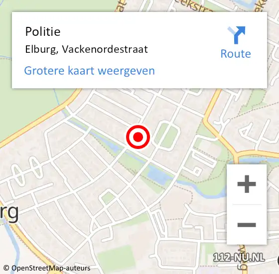 Locatie op kaart van de 112 melding: Politie Elburg, Vackenordestraat op 14 maart 2024 15:09