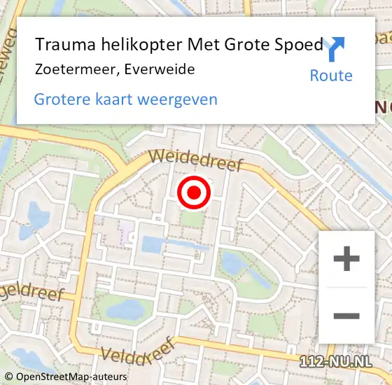 Locatie op kaart van de 112 melding: Trauma helikopter Met Grote Spoed Naar Zoetermeer, Everweide op 14 maart 2024 15:24