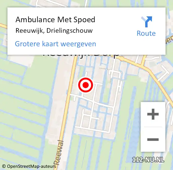 Locatie op kaart van de 112 melding: Ambulance Met Spoed Naar Reeuwijk, Drielingschouw op 14 maart 2024 15:35