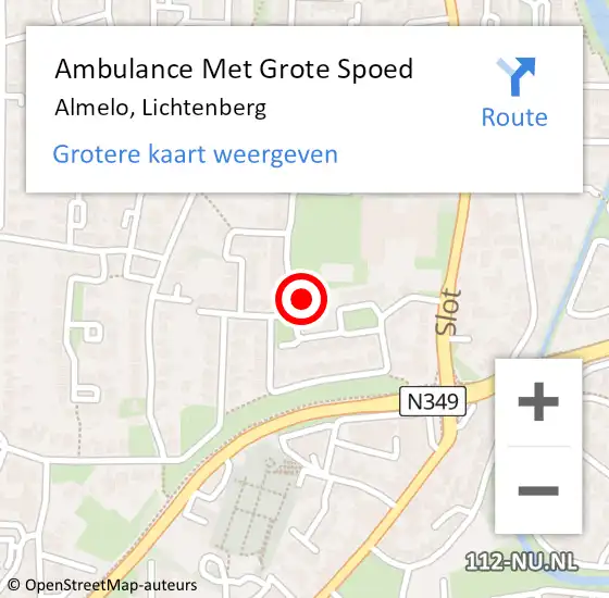 Locatie op kaart van de 112 melding: Ambulance Met Grote Spoed Naar Almelo, Lichtenberg op 14 maart 2024 15:40