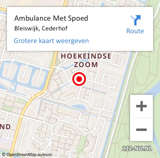 Locatie op kaart van de 112 melding: Ambulance Met Spoed Naar Bleiswijk, Cederhof op 14 maart 2024 15:40