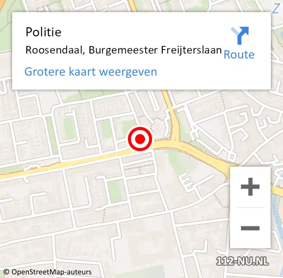 Locatie op kaart van de 112 melding: Politie Roosendaal, Burgemeester Freijterslaan op 14 maart 2024 15:48