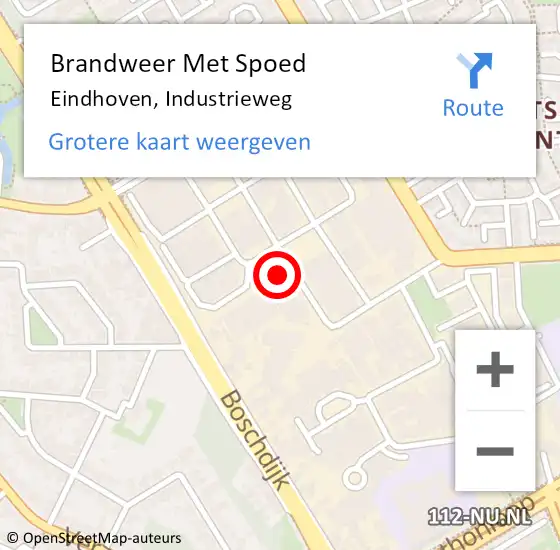 Locatie op kaart van de 112 melding: Brandweer Met Spoed Naar Eindhoven, Industrieweg op 14 maart 2024 16:30