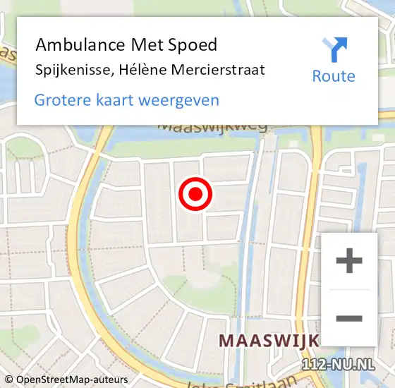 Locatie op kaart van de 112 melding: Ambulance Met Spoed Naar Spijkenisse, Hélène Mercierstraat op 14 maart 2024 16:31