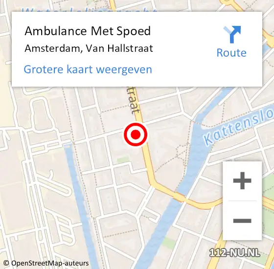 Locatie op kaart van de 112 melding: Ambulance Met Spoed Naar Amsterdam, Van Hallstraat op 14 maart 2024 16:32