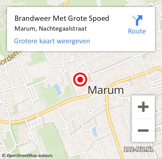 Locatie op kaart van de 112 melding: Brandweer Met Grote Spoed Naar Marum, Nachtegaalstraat op 14 maart 2024 16:33