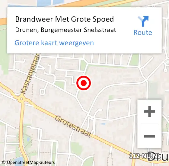 Locatie op kaart van de 112 melding: Brandweer Met Grote Spoed Naar Drunen, Burgemeester Snelsstraat op 14 maart 2024 16:41