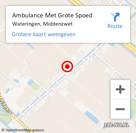 Locatie op kaart van de 112 melding: Ambulance Met Grote Spoed Naar Wateringen, Middenzwet op 14 maart 2024 16:42