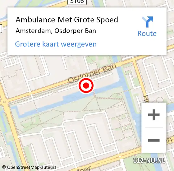 Locatie op kaart van de 112 melding: Ambulance Met Grote Spoed Naar Amsterdam, Osdorper Ban op 14 maart 2024 16:42