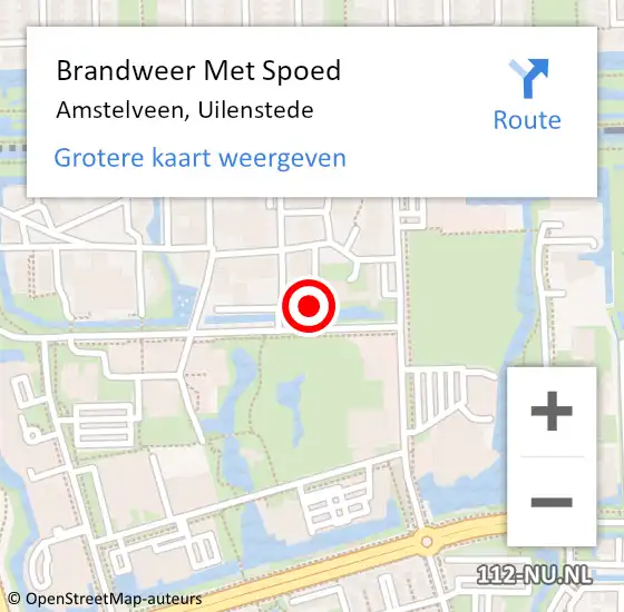 Locatie op kaart van de 112 melding: Brandweer Met Spoed Naar Amstelveen, Uilenstede op 14 maart 2024 17:07