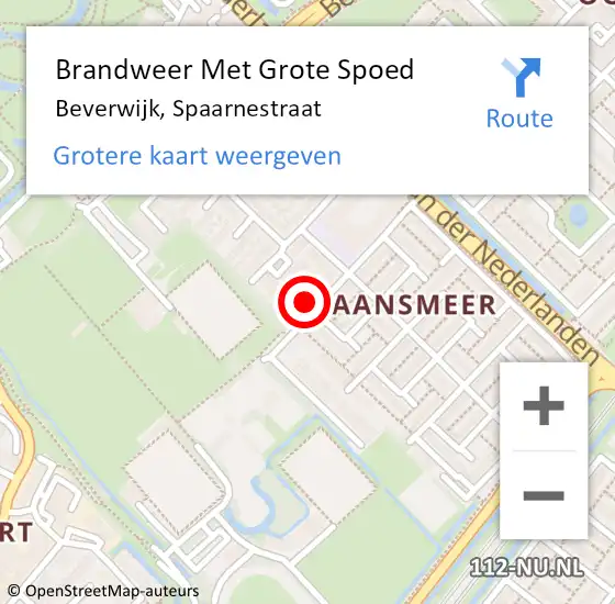Locatie op kaart van de 112 melding: Brandweer Met Grote Spoed Naar Beverwijk, Spaarnestraat op 14 maart 2024 17:19