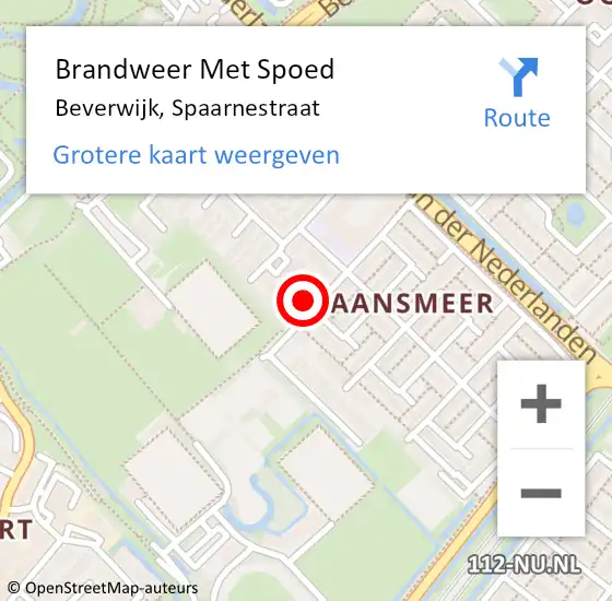 Locatie op kaart van de 112 melding: Brandweer Met Spoed Naar Beverwijk, Spaarnestraat op 14 maart 2024 17:22