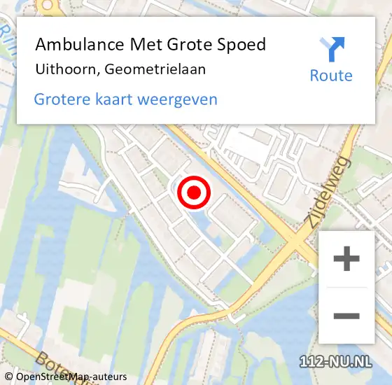 Locatie op kaart van de 112 melding: Ambulance Met Grote Spoed Naar Uithoorn, Geometrielaan op 14 maart 2024 17:32