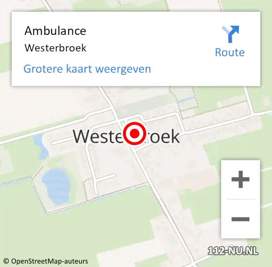 Locatie op kaart van de 112 melding: Ambulance Westerbroek op 29 september 2014 08:59