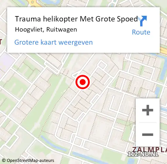 Locatie op kaart van de 112 melding: Trauma helikopter Met Grote Spoed Naar Hoogvliet, Ruitwagen op 14 maart 2024 18:02