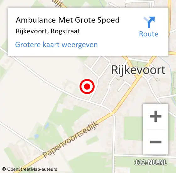 Locatie op kaart van de 112 melding: Ambulance Met Grote Spoed Naar Rijkevoort, Rogstraat op 29 september 2014 08:59