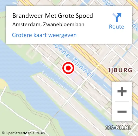 Locatie op kaart van de 112 melding: Brandweer Met Grote Spoed Naar Amsterdam, Zwanebloemlaan op 14 maart 2024 18:21