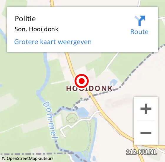 Locatie op kaart van de 112 melding: Politie Son, Hooijdonk op 14 maart 2024 18:39