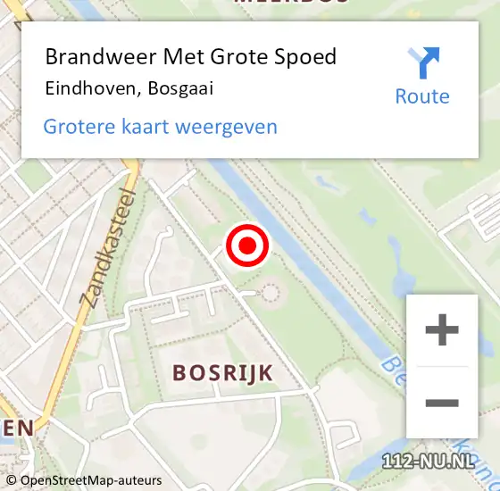 Locatie op kaart van de 112 melding: Brandweer Met Grote Spoed Naar Eindhoven, Bosgaai op 14 maart 2024 19:22