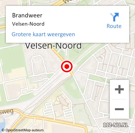 Locatie op kaart van de 112 melding: Brandweer Velsen-Noord op 14 maart 2024 19:37