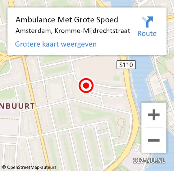 Locatie op kaart van de 112 melding: Ambulance Met Grote Spoed Naar Amsterdam, Kromme-Mijdrechtstraat op 14 maart 2024 19:57