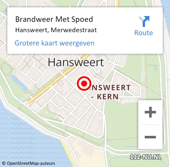 Locatie op kaart van de 112 melding: Brandweer Met Spoed Naar Hansweert, Merwedestraat op 14 maart 2024 20:03